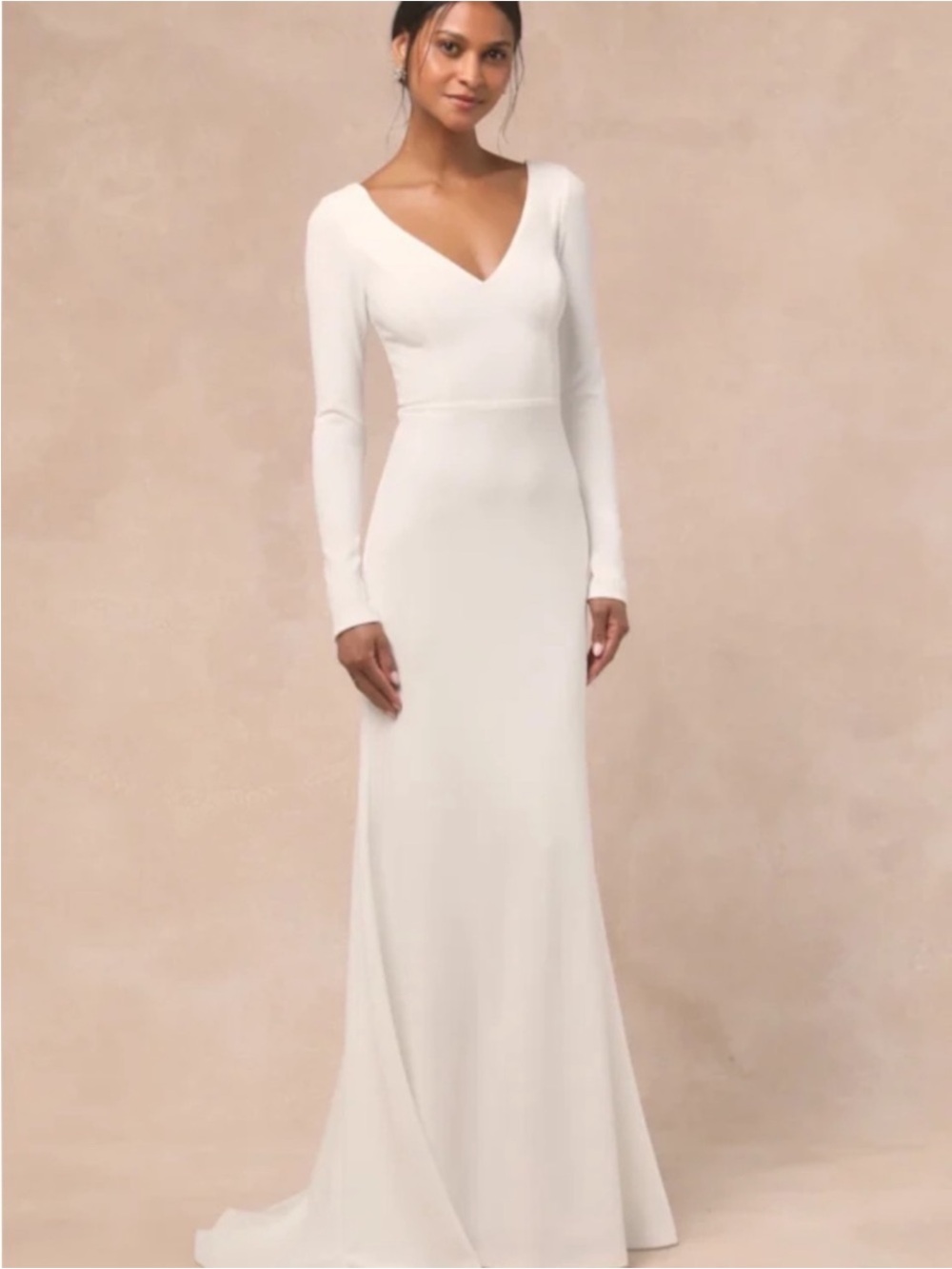 New Lulus Feeling of Forever Elegant Long Sleeve V-Neck Maxi Dress Sz Medium - Picture 3 of 8